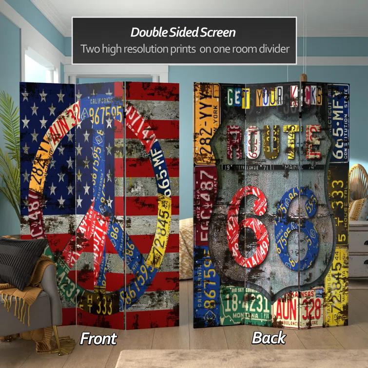 Oriental Furniture 6 ft. Tall Double Sided Americana Room Divider - 3 Panel