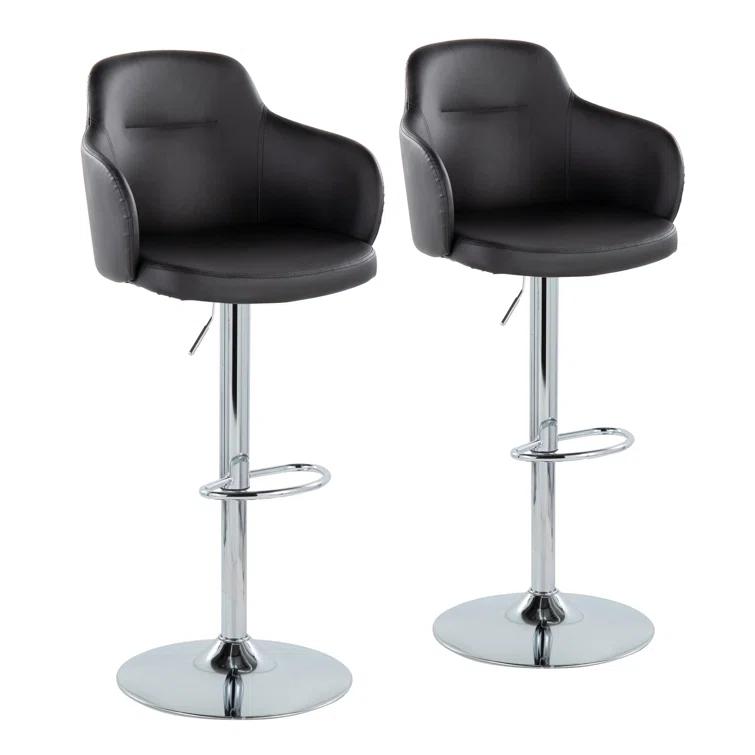 LumiSource Boyne Swivel Upholstered Adjustable Height Counter Stool with Metal Frame (Set of 2)