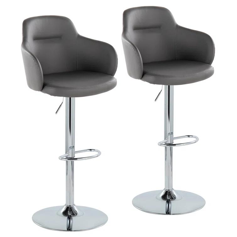 LumiSource Boyne Swivel Upholstered Adjustable Height Counter Stool with Metal Frame (Set of 2)