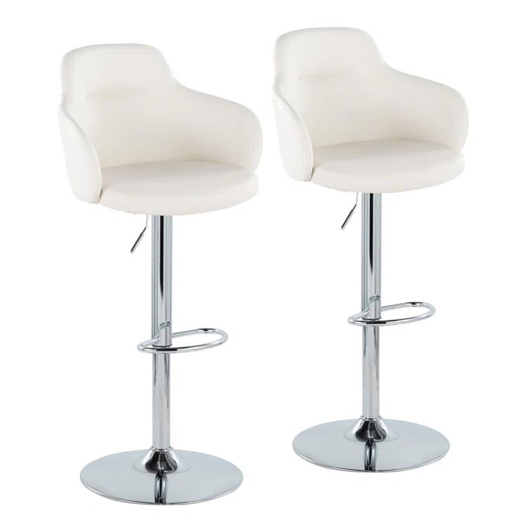 LumiSource Boyne Swivel Upholstered Adjustable Height Counter Stool with Metal Frame (Set of 2)