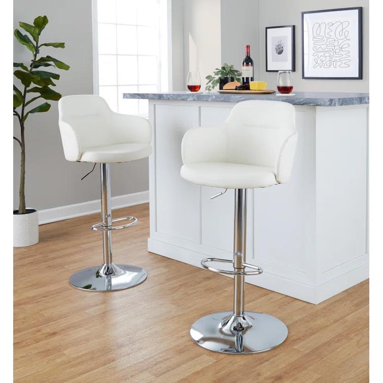 LumiSource Boyne Swivel Upholstered Adjustable Height Counter Stool with Metal Frame (Set of 2)