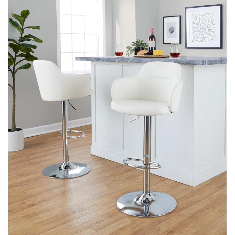LumiSource Boyne Swivel Upholstered Adjustable Height Counter Stool with Metal Frame (Set of 2)