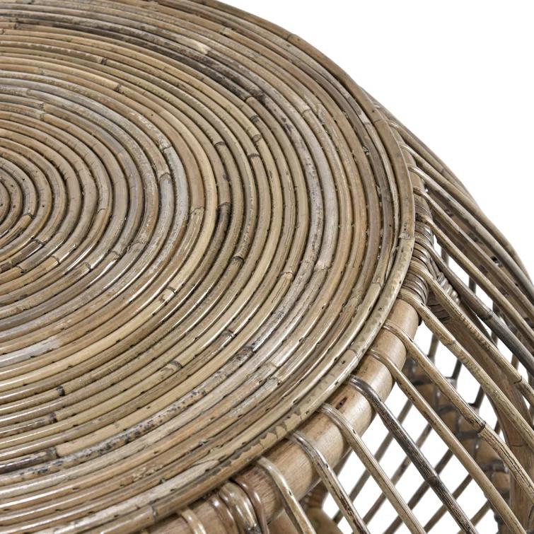 Curry Rattan Drum Coffee Table