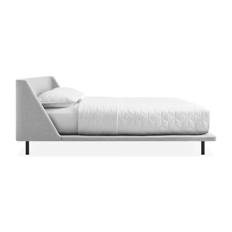 Vesper Light Grey King Upholstered Platform Bed with Curved Headboard
