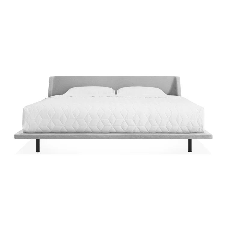 Vesper Light Grey King Upholstered Platform Bed with Curved Headboard