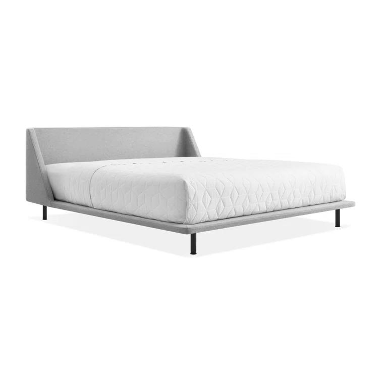 Vesper Light Grey King Upholstered Platform Bed with Curved Headboard