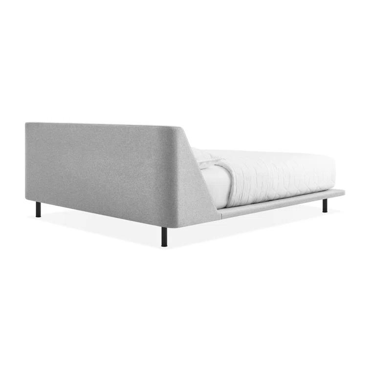 Vesper Light Grey King Upholstered Platform Bed with Curved Headboard