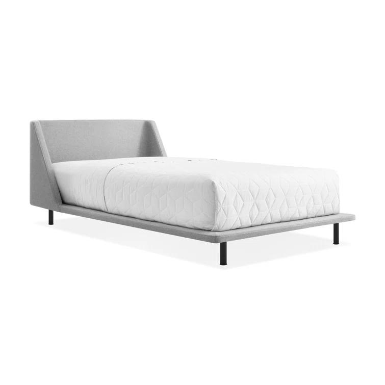 Vesper Light Grey King Upholstered Platform Bed with Curved Headboard