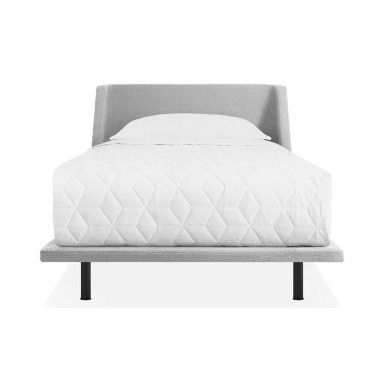 Vesper Light Grey King Upholstered Platform Bed with Curved Headboard