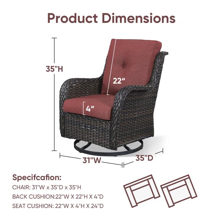 Carolina Outdoor Wicker Swivel Glide Chair with Cushions