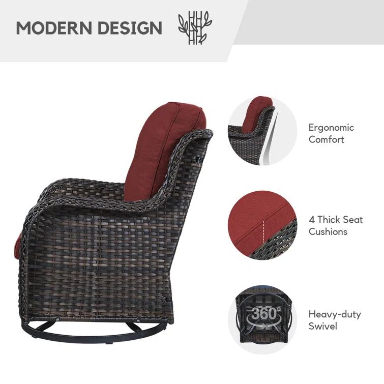 Carolina Outdoor Wicker Swivel Glide Chair with Cushions
