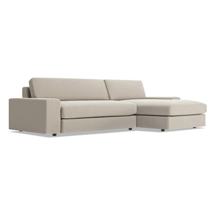 Esker Kelso Blue Velvet L-Shaped Sofa with Removable Cushions