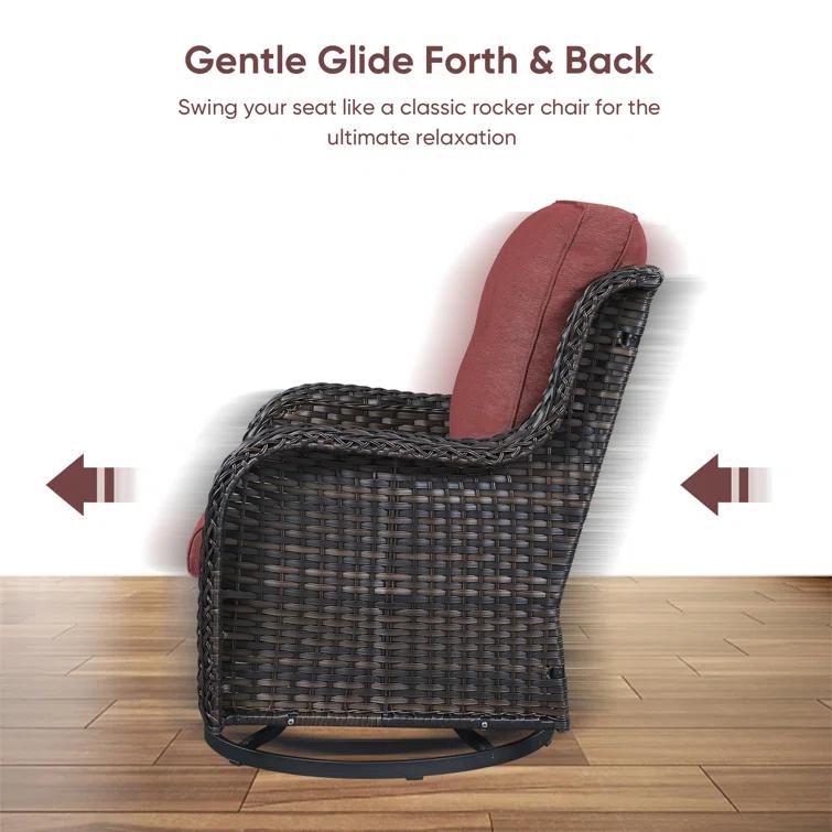 Carolina Outdoor Wicker Swivel Glide Chair with Cushions