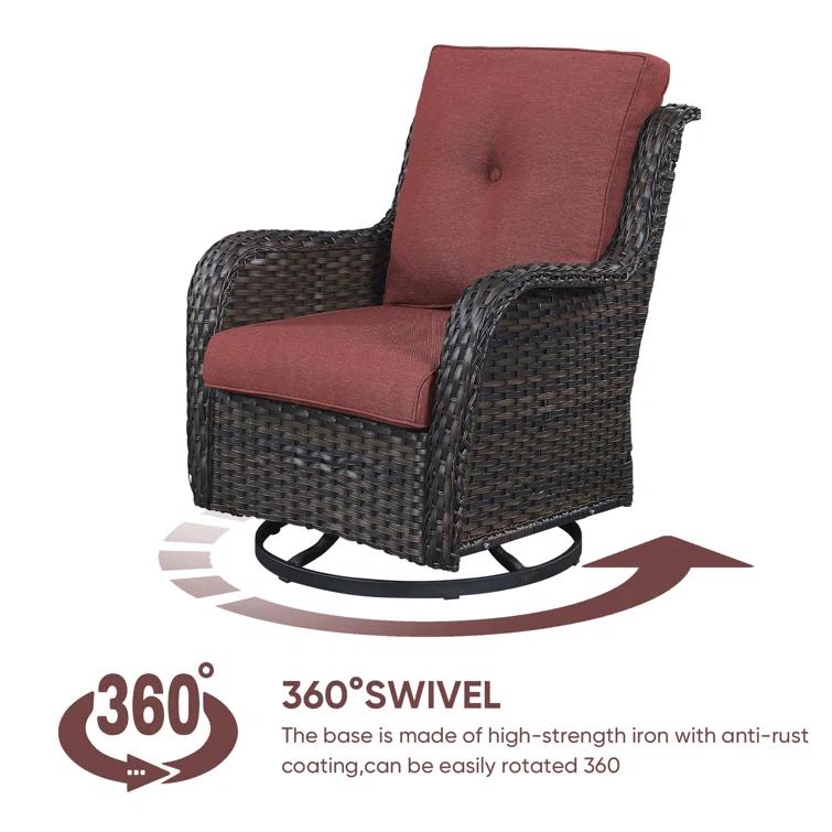 Carolina Outdoor Wicker Swivel Glide Chair with Cushions