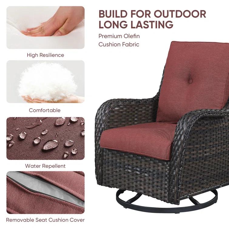 Carolina Outdoor Wicker Swivel Glide Chair with Cushions