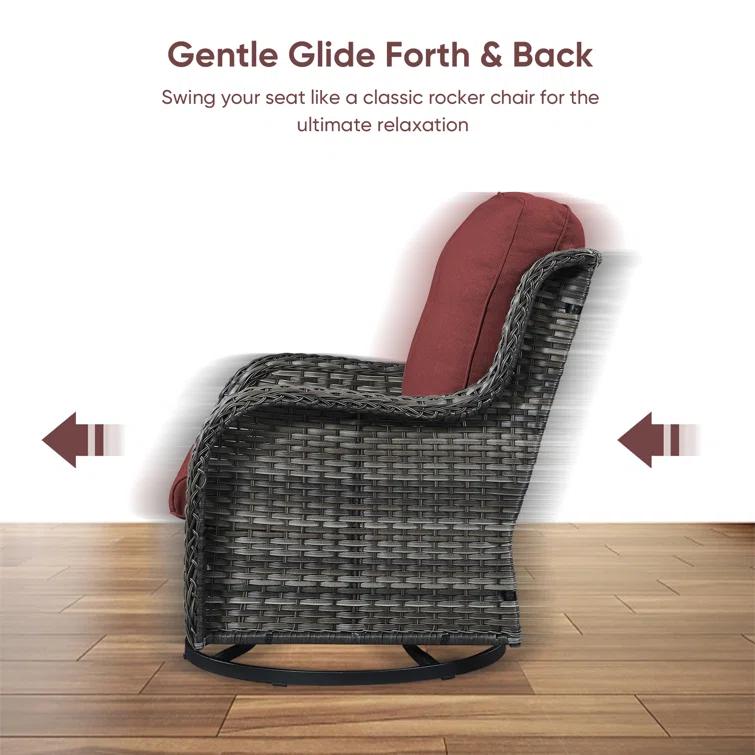 Carolina Outdoor Wicker Swivel Glide Chair with Cushions