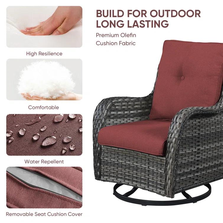 Carolina Outdoor Wicker Swivel Glide Chair with Cushions