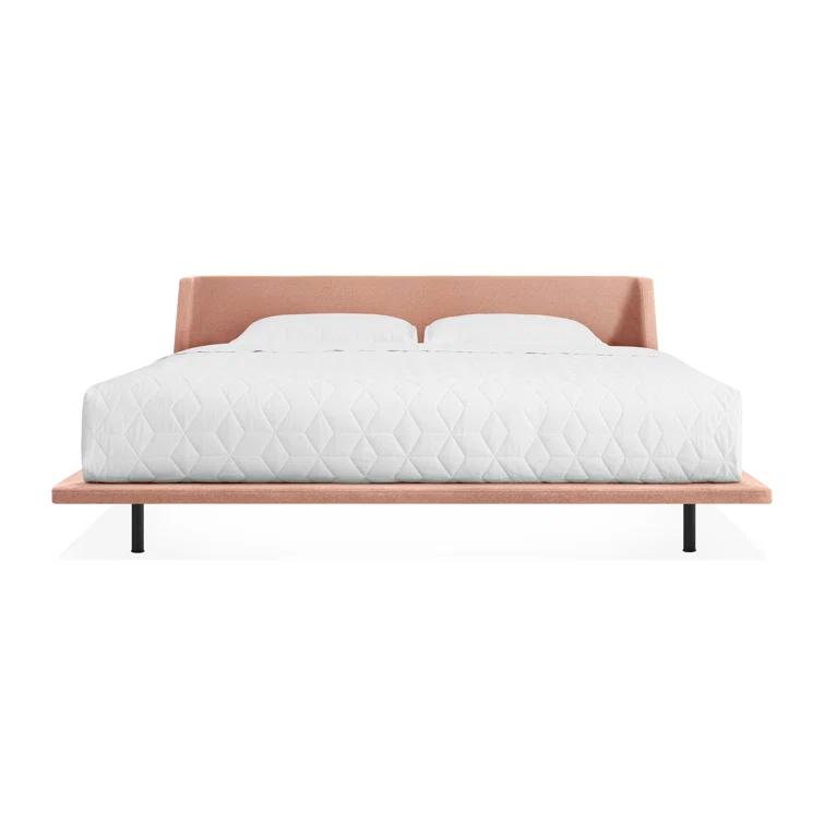 Vesper Light Grey King Upholstered Platform Bed with Curved Headboard