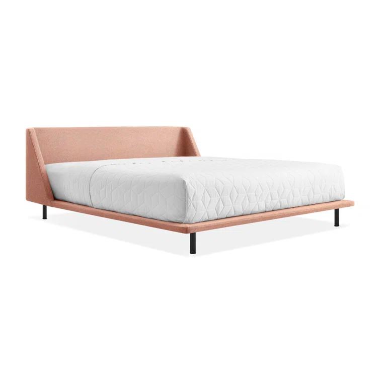 Vesper Light Grey King Upholstered Platform Bed with Curved Headboard