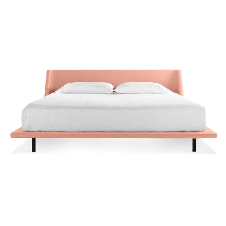 Vesper Light Grey King Upholstered Platform Bed with Curved Headboard