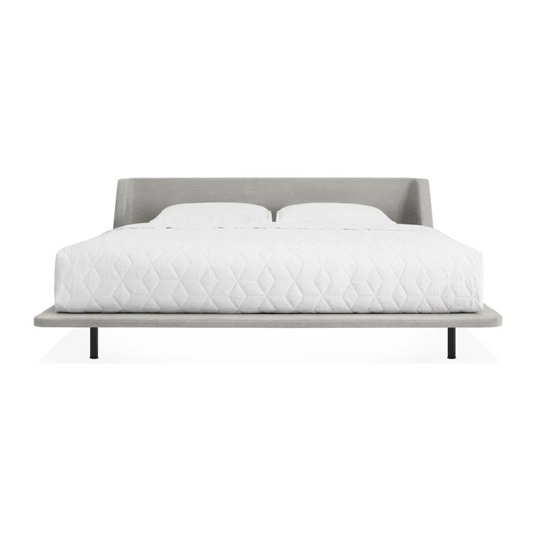 Vesper Light Grey King Upholstered Platform Bed with Curved Headboard