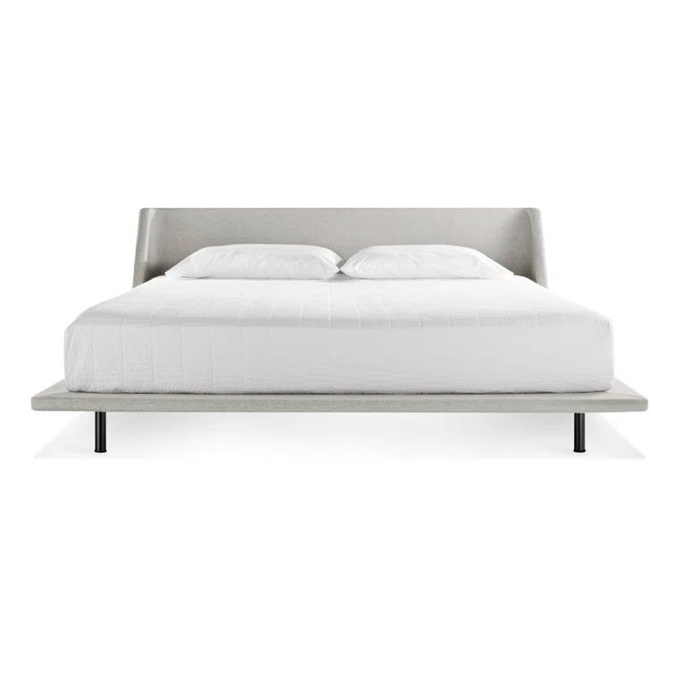 Vesper Light Grey King Upholstered Platform Bed with Curved Headboard
