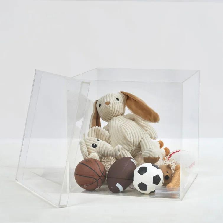 Lucite Clear Square Pet Toy Storage Cube with Removable Lid - 12"