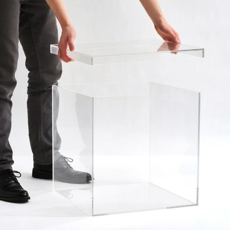 Lucite Clear Square Pet Toy Storage Cube with Removable Lid - 12"