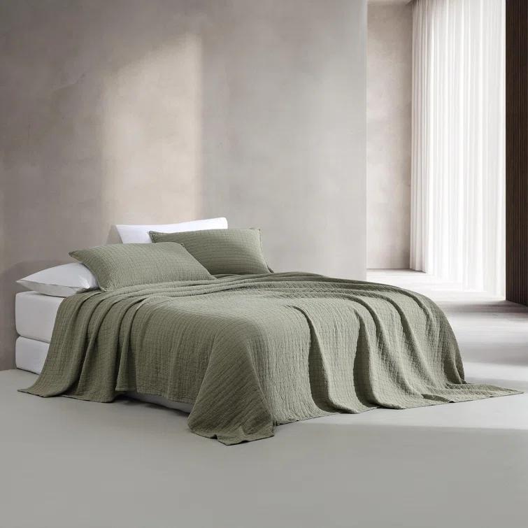 Calvin Klein Essential Garment Washed Solid Reversible Cotton Coverlet