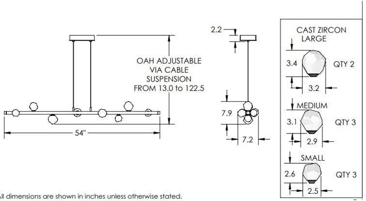 Stella Steel & Crystal Kitchen Linear Suspension