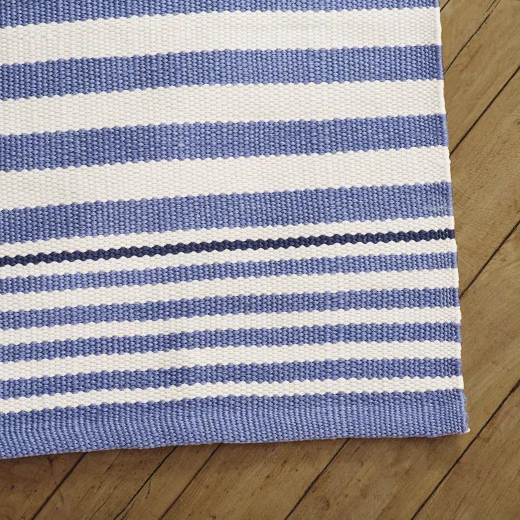 Rugby Stripe Denim Handwoven Indoor/Outdoor Rug