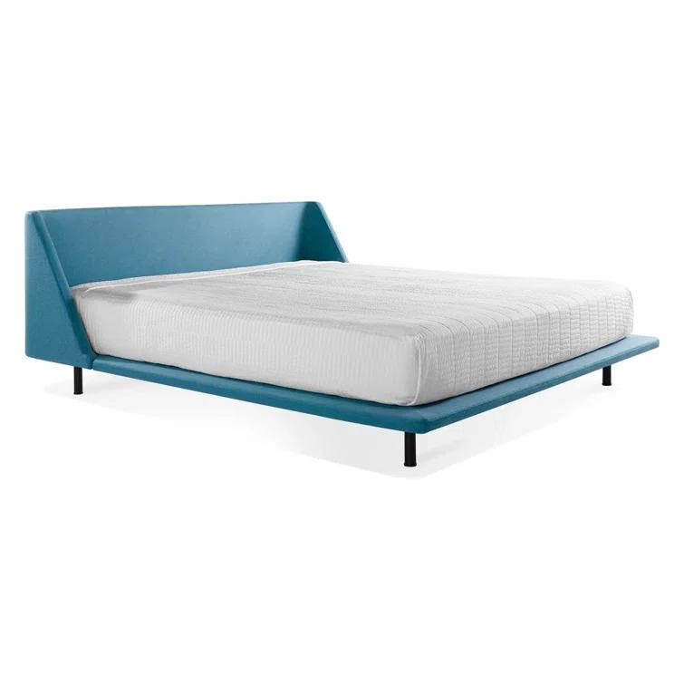 Vesper Light Grey King Upholstered Platform Bed with Curved Headboard