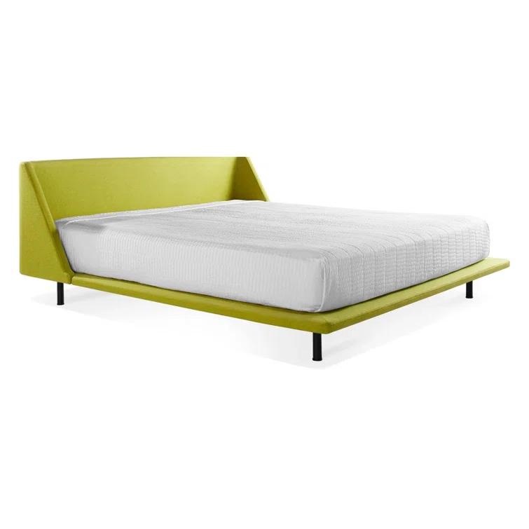Vesper Light Grey King Upholstered Platform Bed with Curved Headboard
