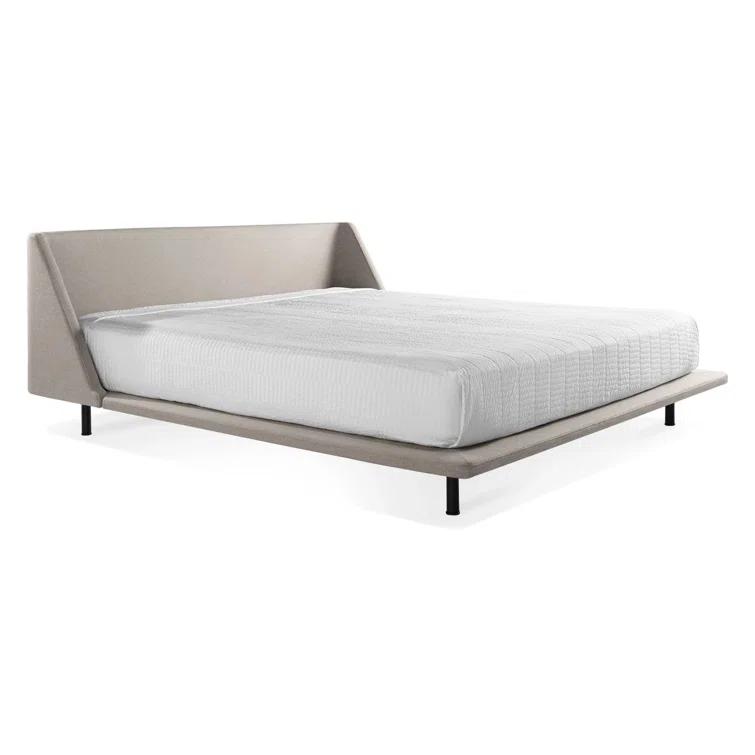 Vesper Light Grey King Upholstered Platform Bed with Curved Headboard