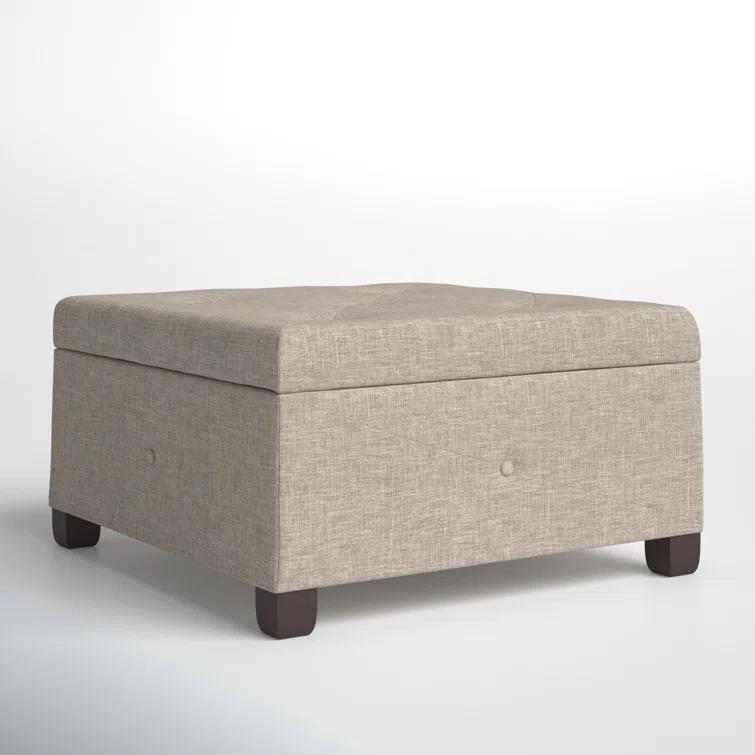Della Button Tufted Square Storage Ottoman