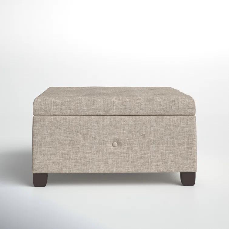 Della Button Tufted Square Storage Ottoman