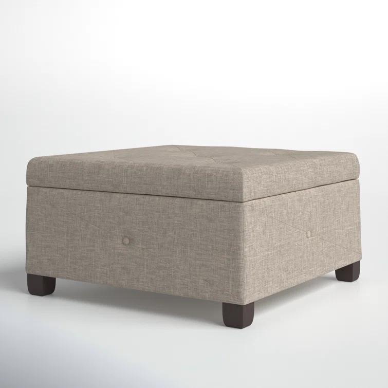 Della Button Tufted Square Storage Ottoman