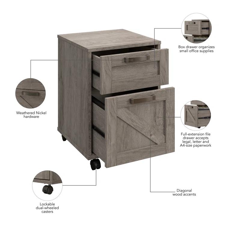 Cowden 16"W 2 -Drawer Mobile Vertical Filing Cabinet