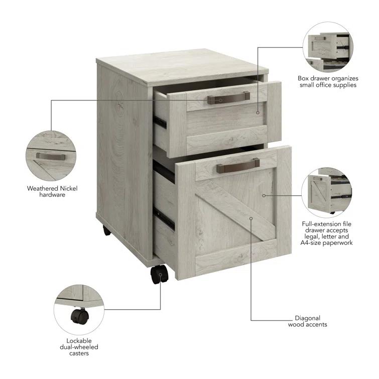 Cowden 16"W 2 -Drawer Mobile Vertical Filing Cabinet