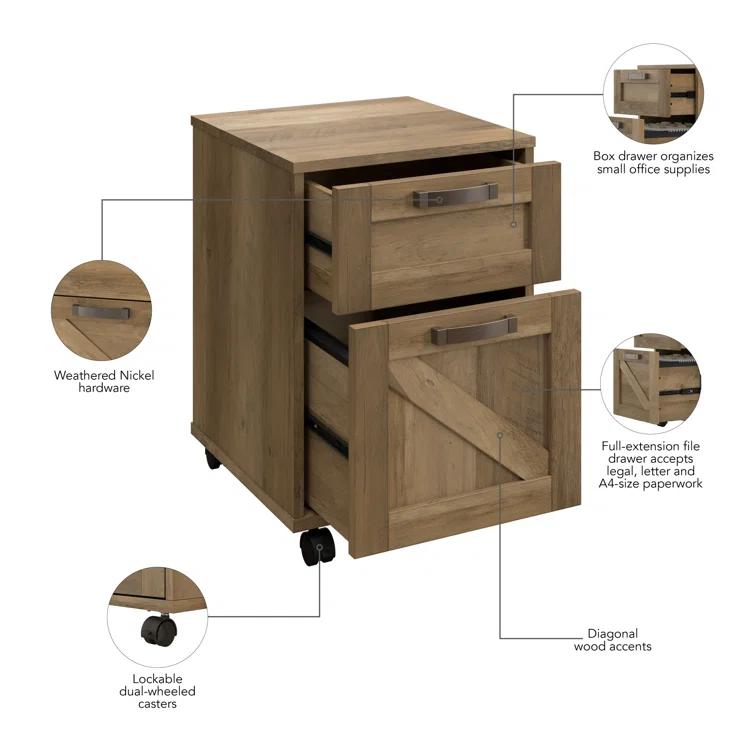 Cowden 16"W 2 -Drawer Mobile Vertical Filing Cabinet