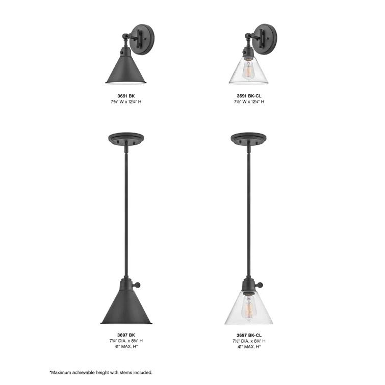 Arti 7.75-in Swing Arm Extendable Single Light Plug-In Sconce with On/Off Switch