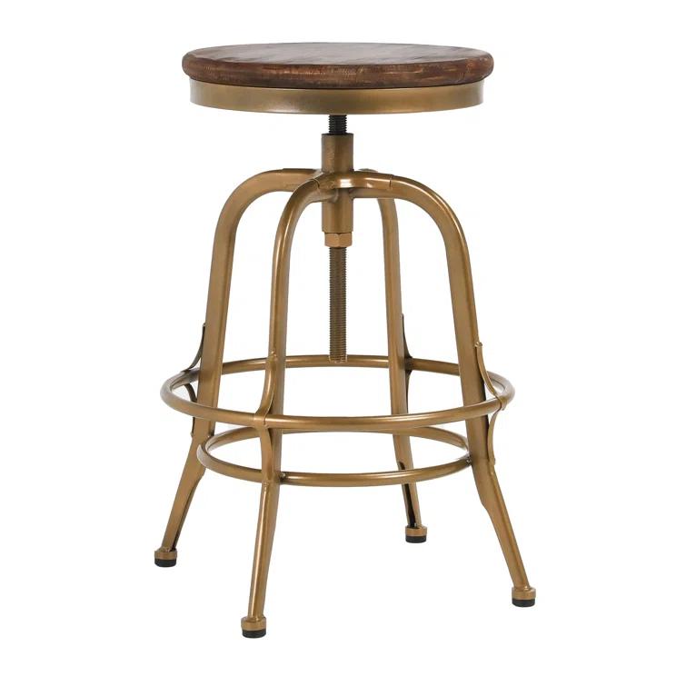 Piper 26" Brown and Brass Adjustable Metal Counter Stool