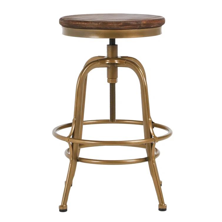 Piper 26" Brown and Brass Adjustable Metal Counter Stool