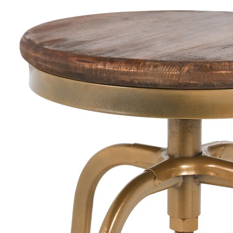 Piper 26" Brown and Brass Adjustable Metal Counter Stool
