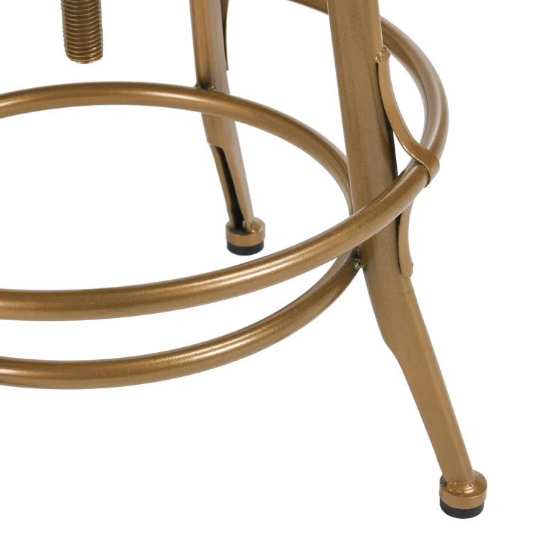 Piper 26" Brown and Brass Adjustable Metal Counter Stool
