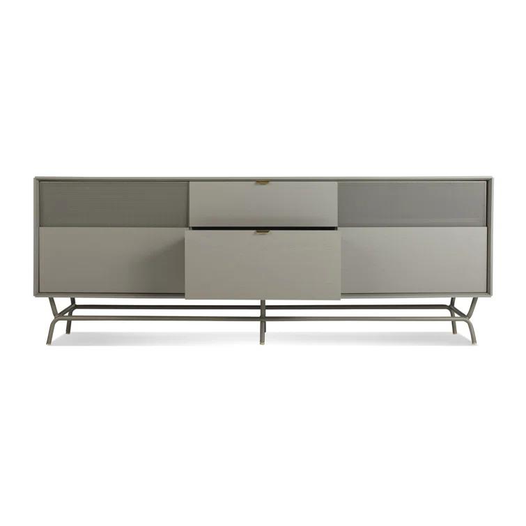 Dang 82" Risk-Averse Gray TV Stand with Brass Details