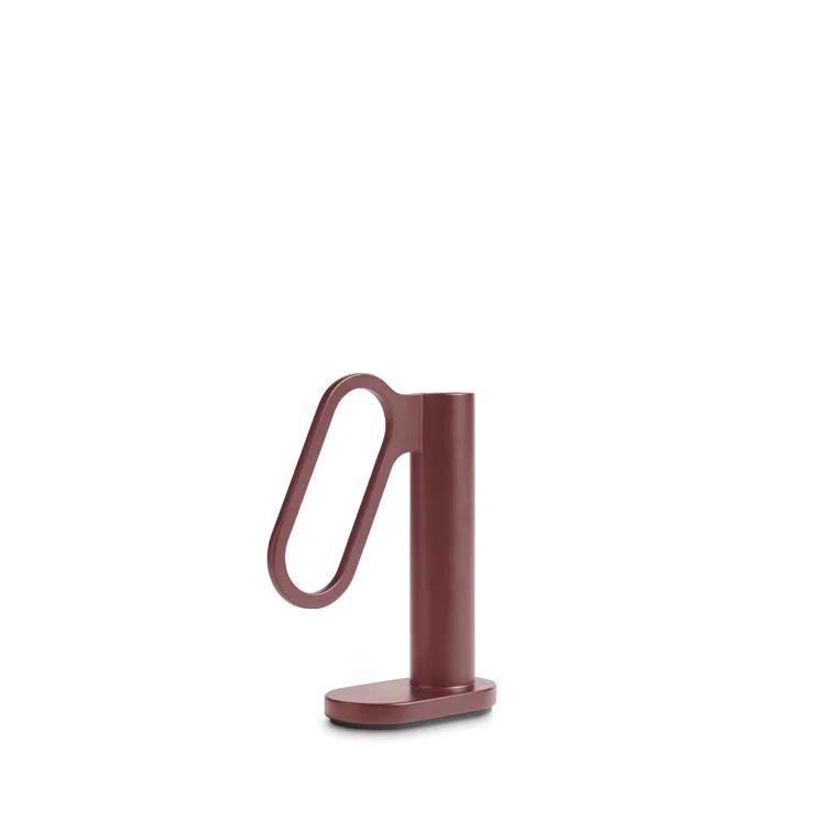 Oxblood Metal Modern Candlestick Holder