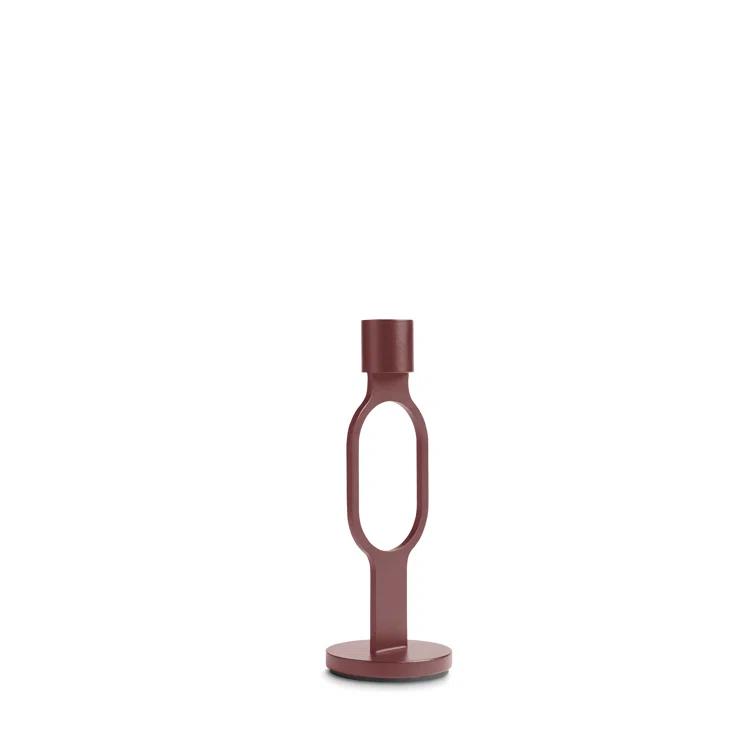 Oxblood Metal Modern Candlestick Holder
