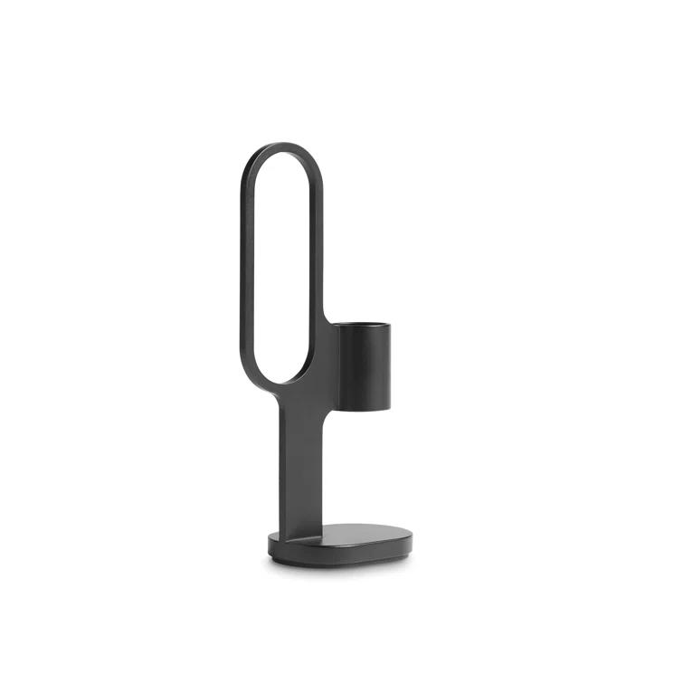 Oxblood Metal Modern Candlestick Holder