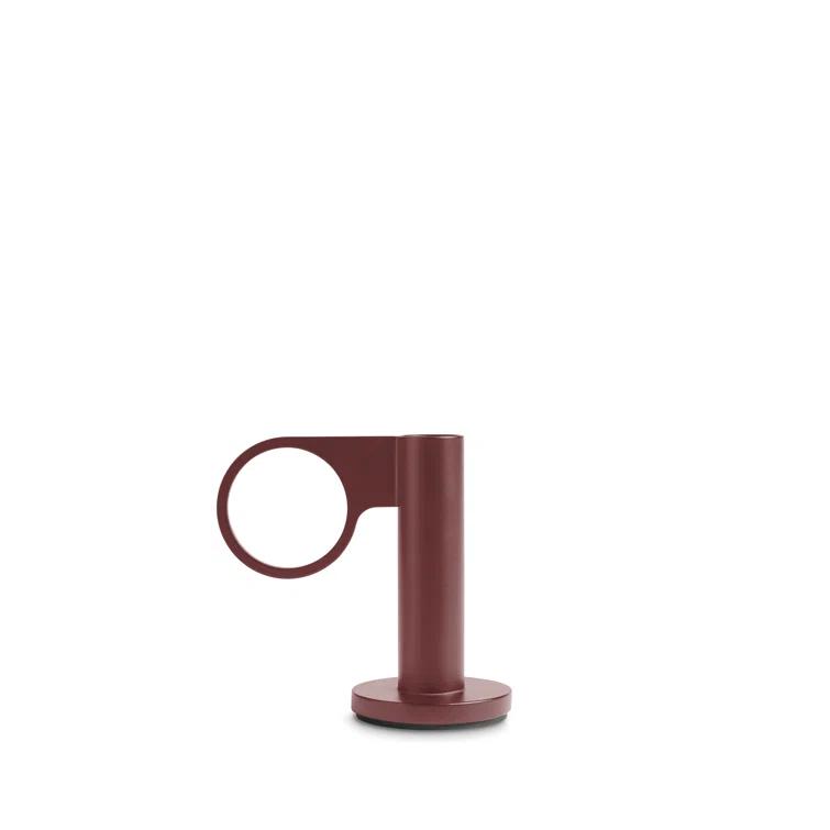 Oxblood Metal Modern Candlestick Holder